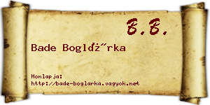 Bade Boglárka névjegykártya